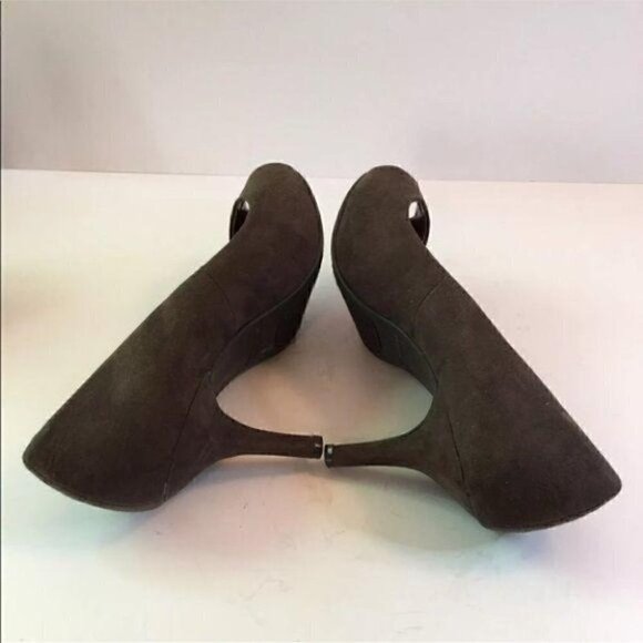 Rampage Womens Heels Size 8 Hanson Brown Peep Toe vintage 90s vegan - Picture 4 of 9